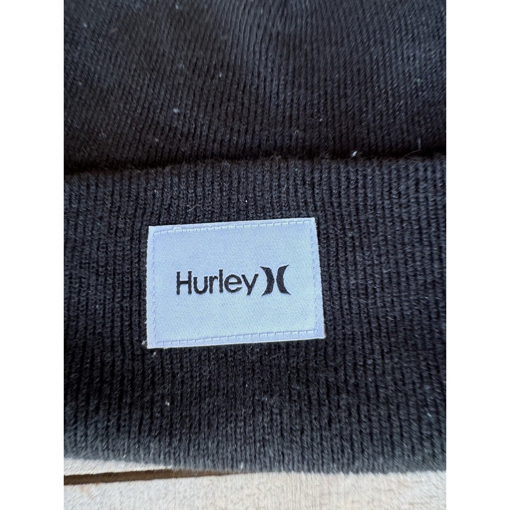 Hurley Beanie Hat Skull Cap Winter Hat Hurley Patch Black Color - Picture 3 of 8